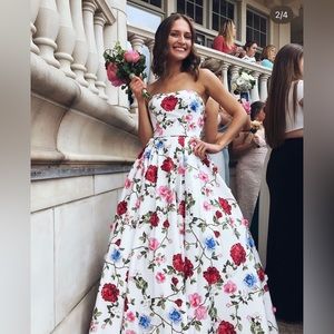 Sherri Hill White Flower Prom Dress